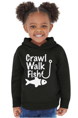 Crawl Walk Fish Toddler Pullover Hoodie-Direct To Garment Print-Brisco Baby