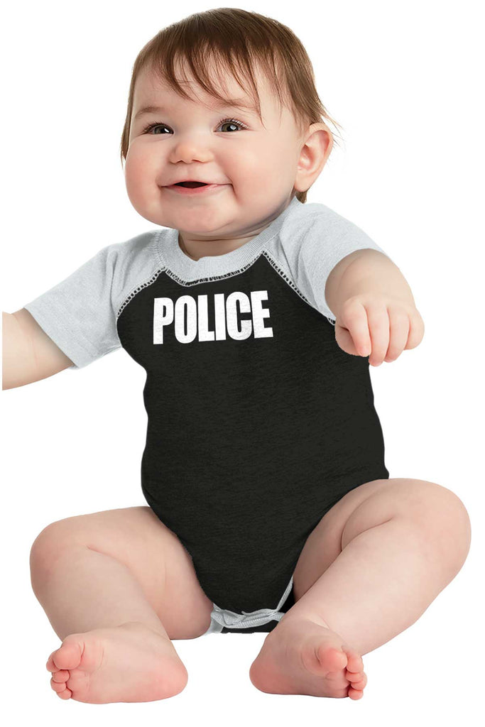 Police Force Raglan Romper Bodysuit-Direct To Garment Print-Brisco Baby