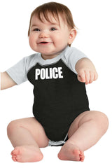 Police Force Raglan Romper Bodysuit-Direct To Garment Print-Brisco Baby