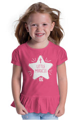 Little Miracle Toddler Ruffle Bottom Tee-Direct To Garment Print-Brisco Baby