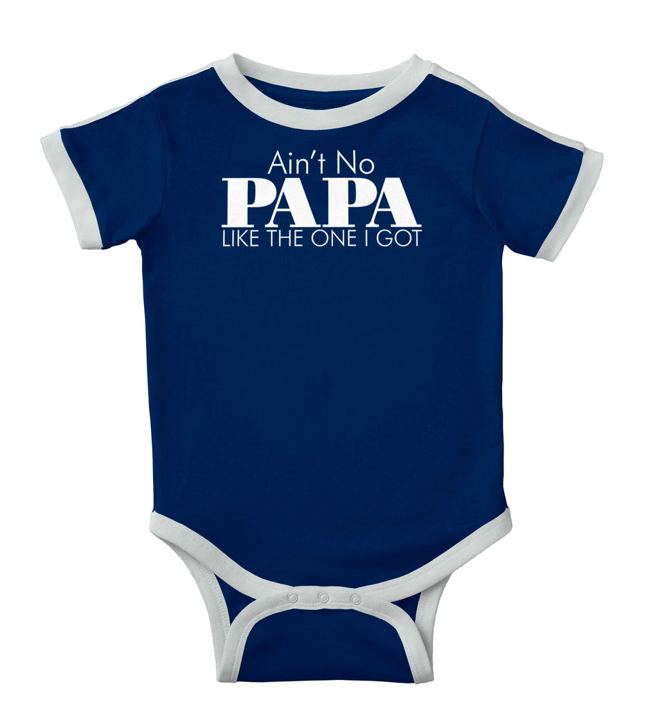 No Papa Like Me Ringer Romper Bodysuit-Direct To Garment Print-Brisco Baby