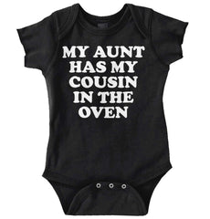 Aunt Has Cousin In Oven Romper Bodysuit-Direct To Garment Print-Brisco Baby