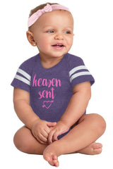 Heaven Sent Football Romper Bodysuit-Direct To Garment Print-Brisco Baby