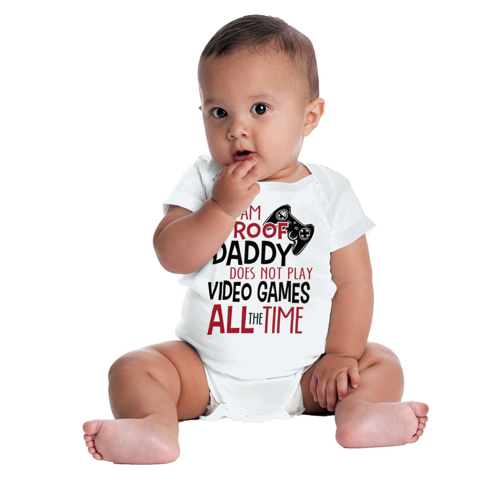 Daddy Plays Video Games Romper Bodysuit-Direct To Garment Print-Brisco Baby