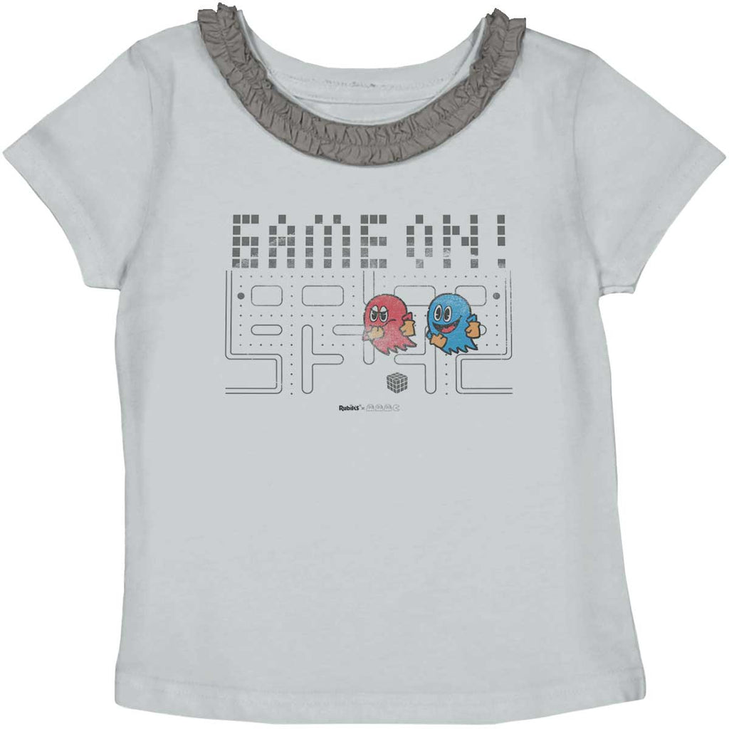 Pac-Man Ghosts Toddler Ruffled Trim T-Shirt-Direct To Garment Print-Brisco Baby
