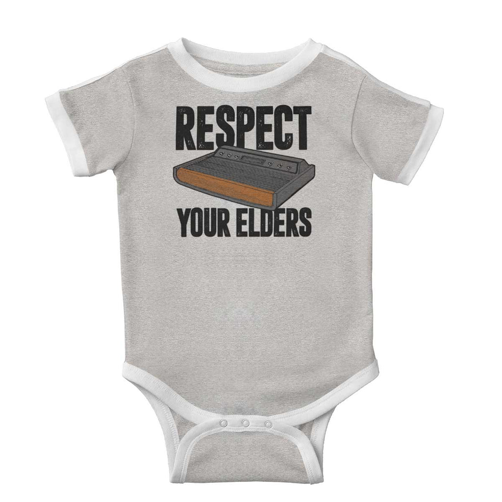 Respect Your Elders Dungeons Ringer Romper Bodysuit-Direct To Garment Print-Brisco Baby