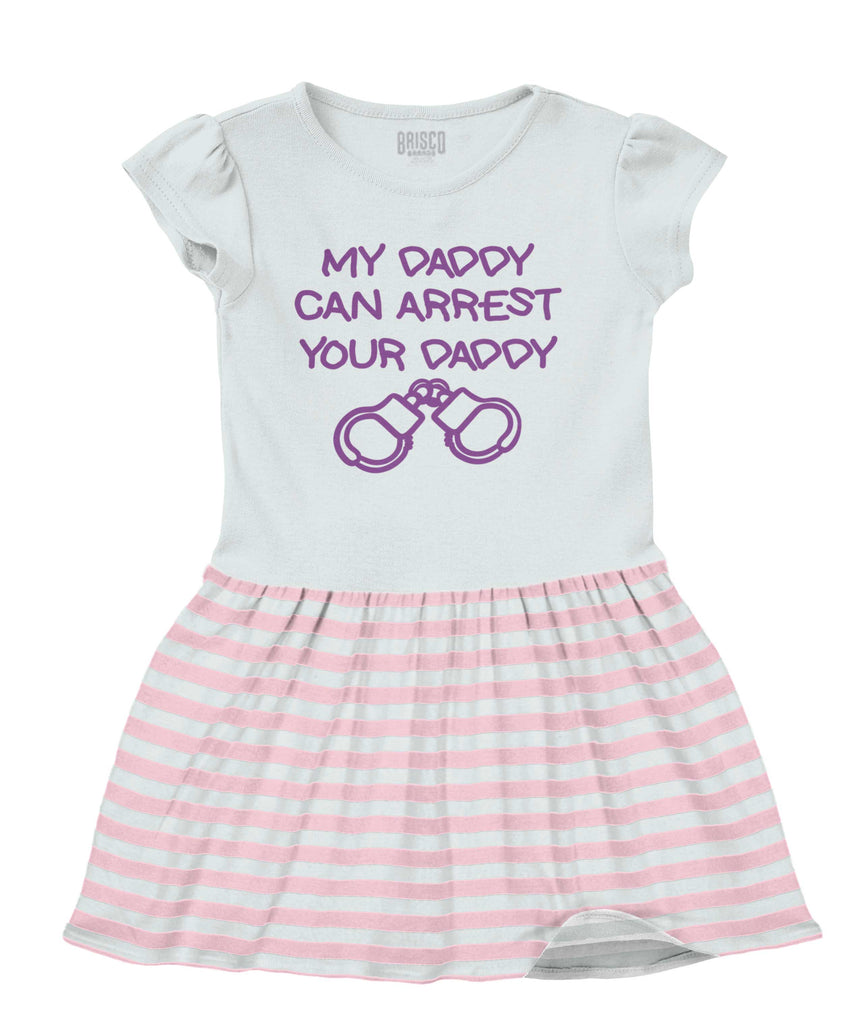 Arrest Your Daddy Baby Striped Skirt Dress-Direct To Garment Print-Brisco Baby