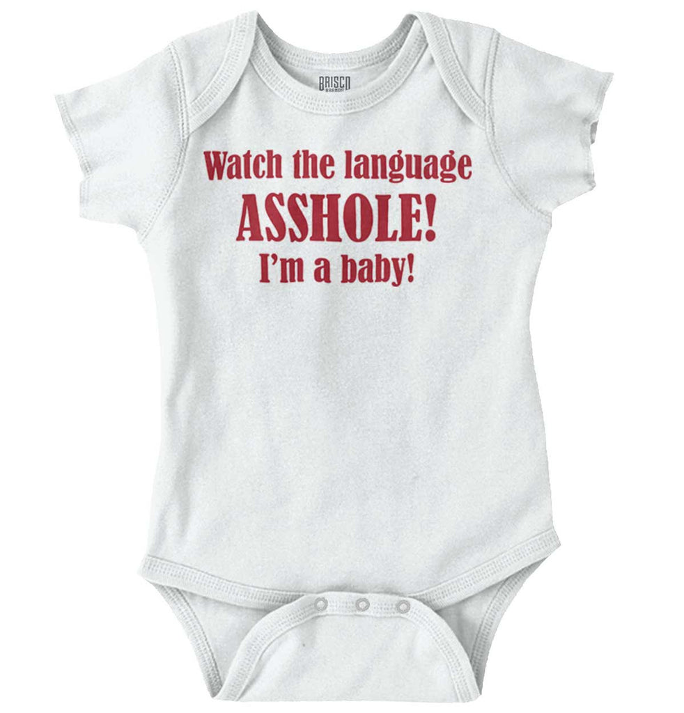 Watch The Language Romper Bodysuit-Direct To Garment Print-Brisco Baby