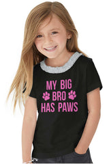 Big Bro Has Paws Toddler Ruffled Trim T-Shirt-Direct To Garment Print-Brisco Baby