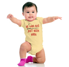 He Who Just Been Born Romper Bodysuit-Direct To Garment Print-Brisco Baby