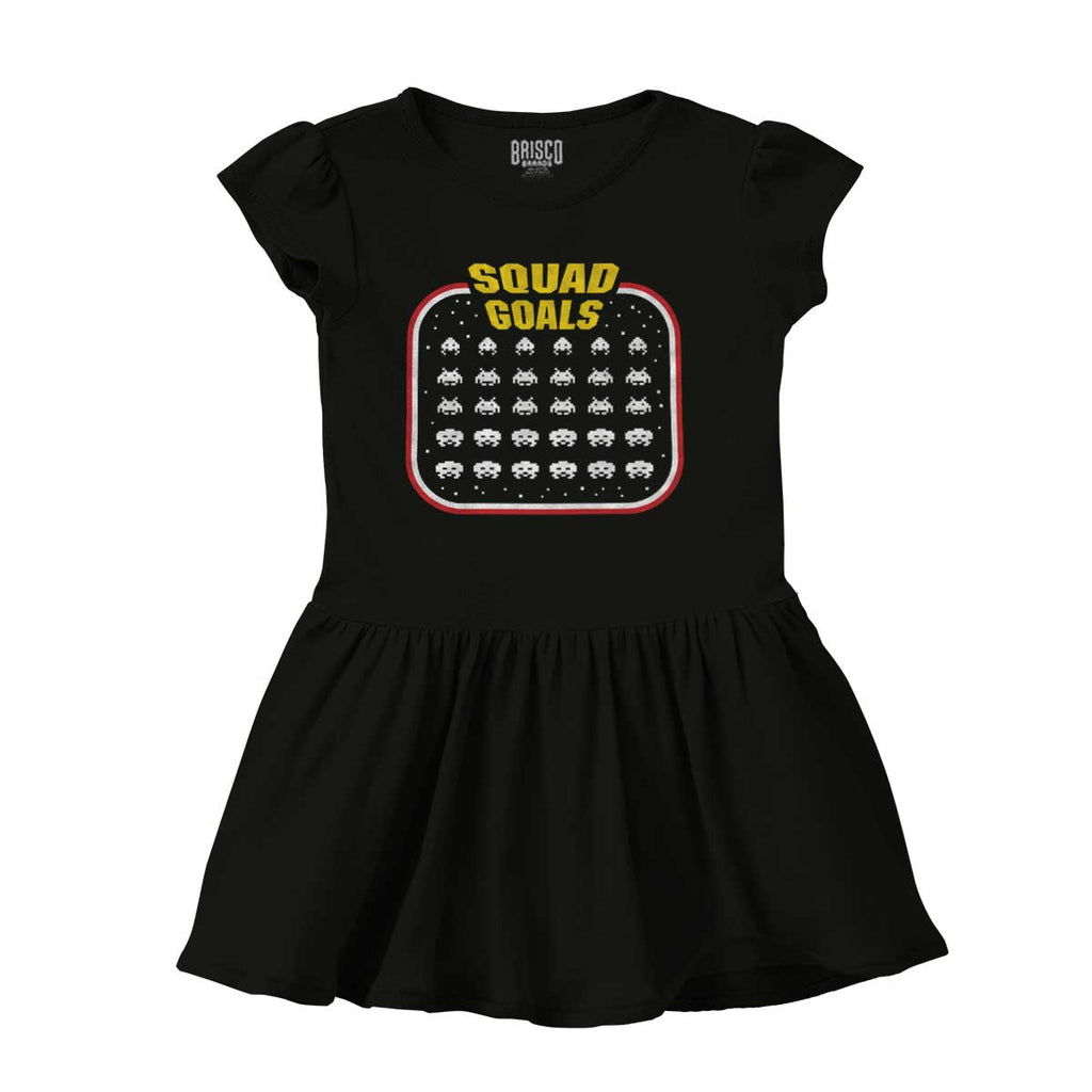 Squad Goals Video Gaming Nerd Solid Baby Infant Dress-Direct To Garment Print-Brisco Baby