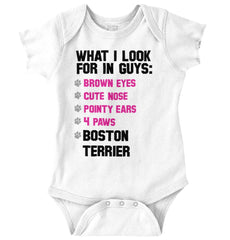 Boston Terrier List Romper Bodysuit-Direct To Garment Print-Brisco Baby