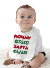Mommy Kissed Santa Claus Infant Baby Bib-Direct To Garment Print-Brisco Baby