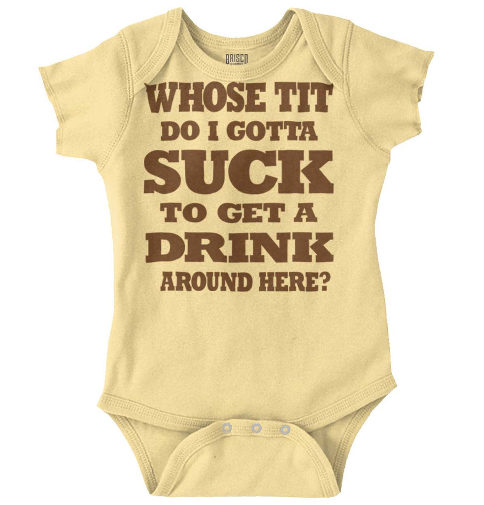 Get A Drink Romper Bodysuit-Direct To Garment Print-Brisco Baby