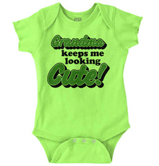 Grandma Keeps Me Cute Romper Bodysuit-Direct To Garment Print-Brisco Baby