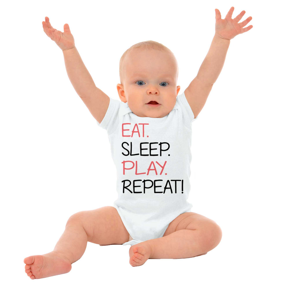 Eat Sleep Play Romper Bodysuit-Direct To Garment Print-Brisco Baby