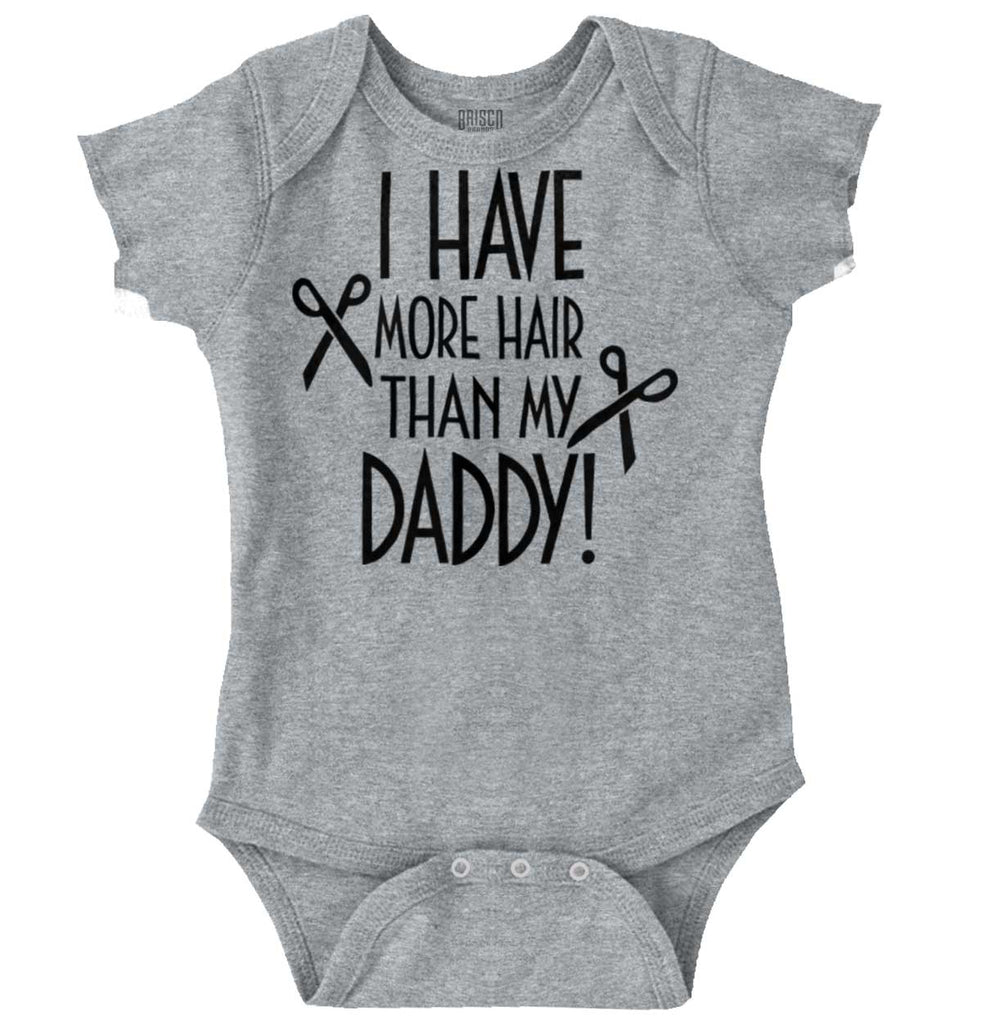 More Hair Than Daddy Romper Bodysuit-Direct To Garment Print-Brisco Baby