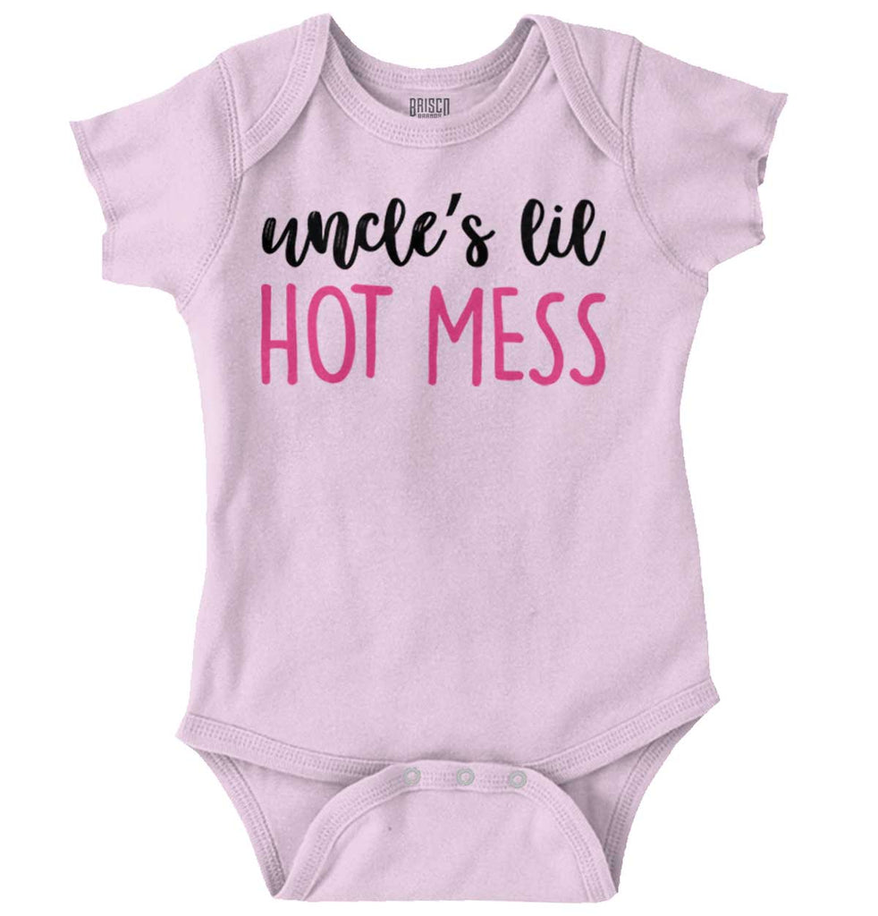 Uncle's Lil Hot Mess Romper Bodysuit-Direct To Garment Print-Brisco Baby