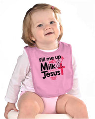 Milk And Jesus Infant Baby Bib-Direct To Garment Print-Brisco Baby