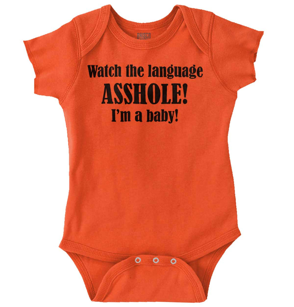 Watch The Language Romper Bodysuit-Direct To Garment Print-Brisco Baby