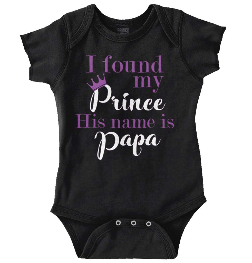 Found My Prince Name Is Papa Romper Bodysuit-Direct To Garment Print-Brisco Baby