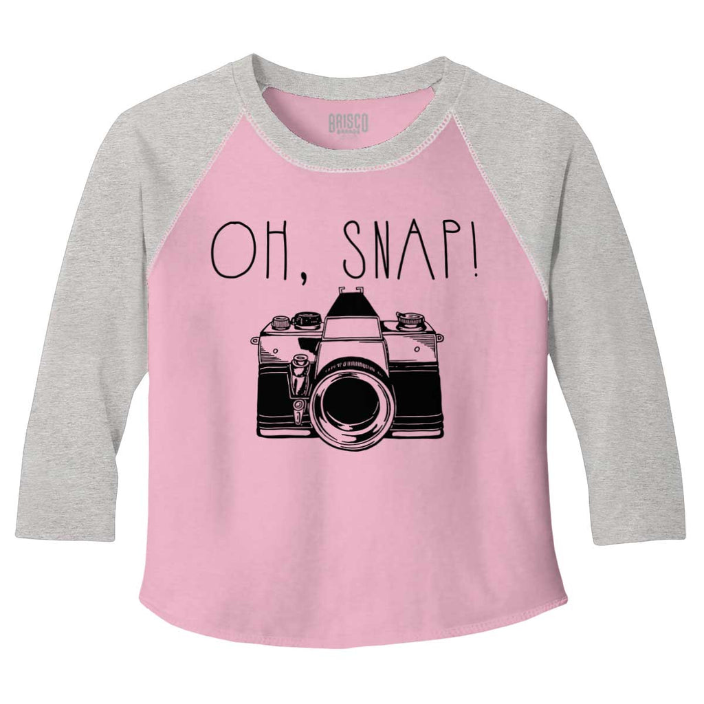 Oh Snap Camera Toddler Baseball-Direct To Garment Print-Brisco Baby