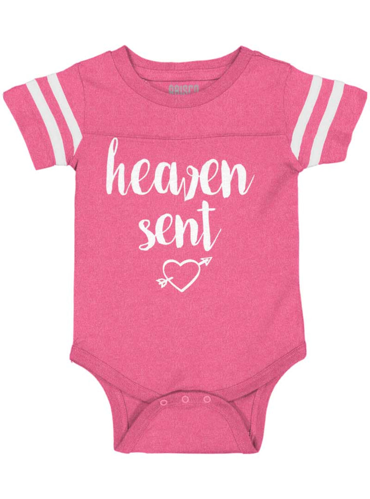 Heaven Sent Football Romper Bodysuit-Direct To Garment Print-Brisco Baby
