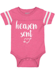 Heaven Sent Football Romper Bodysuit-Direct To Garment Print-Brisco Baby