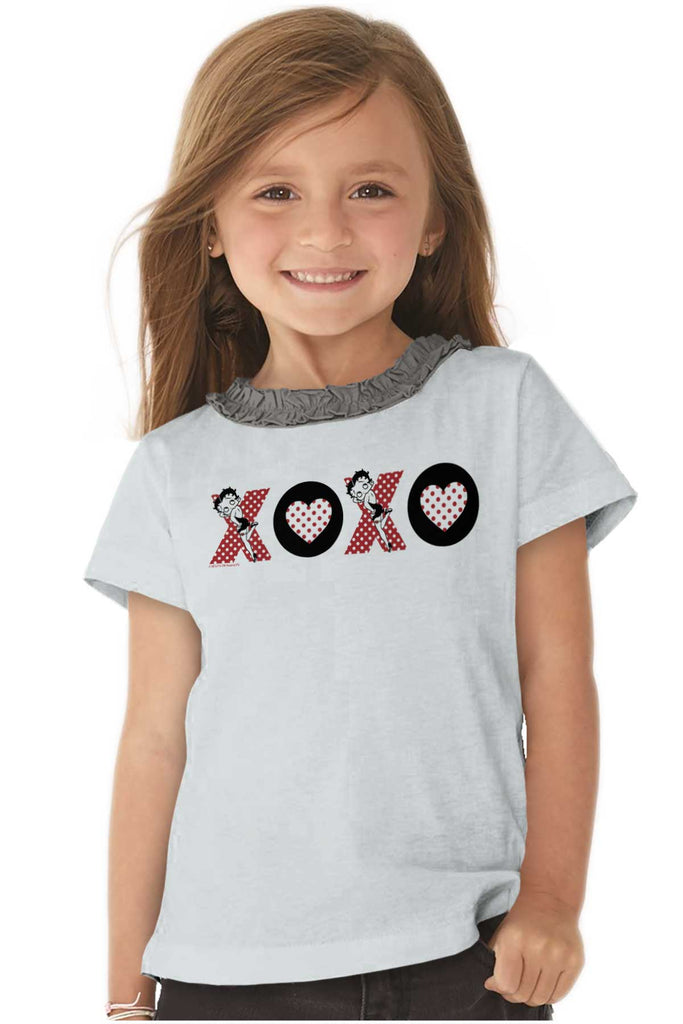 XOXO Toddler Ruffled Trim T-Shirt-Direct To Garment Print-Brisco Baby