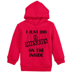 9 Months On The Inside Toddler Pullover Hoodie-Direct To Garment Print-Brisco Baby
