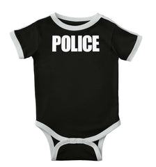 Police Force Ringer Romper Bodysuit-Direct To Garment Print-Brisco Baby