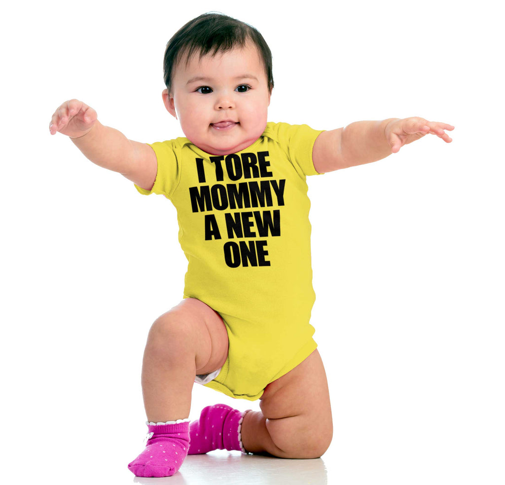 Tore Mommy A New One Romper Bodysuit-Direct To Garment Print-Brisco Baby