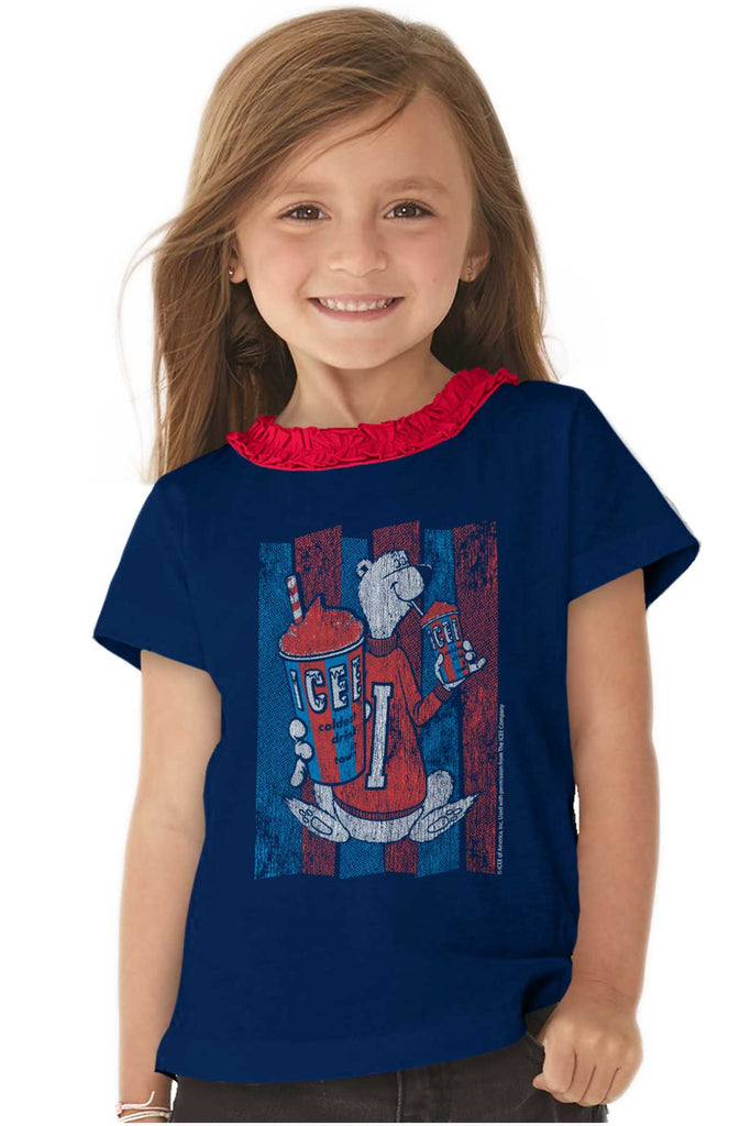 Distressed Icee Toddler Ruffled Trim T-Shirt-Direct To Garment Print-Brisco Baby