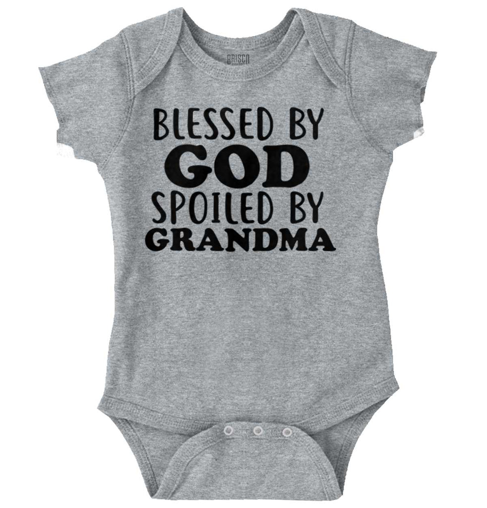 Blessed By God Spoiled By Grandma Romper Bodysuit-Direct To Garment Print-Brisco Baby