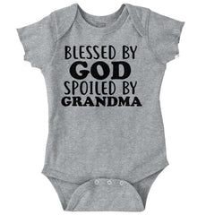 Blessed By God Spoiled By Grandma Romper Bodysuit-Direct To Garment Print-Brisco Baby