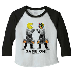 Pac-Man Rubiks Game On Toddler Baseball-Direct To Garment Print-Brisco Baby