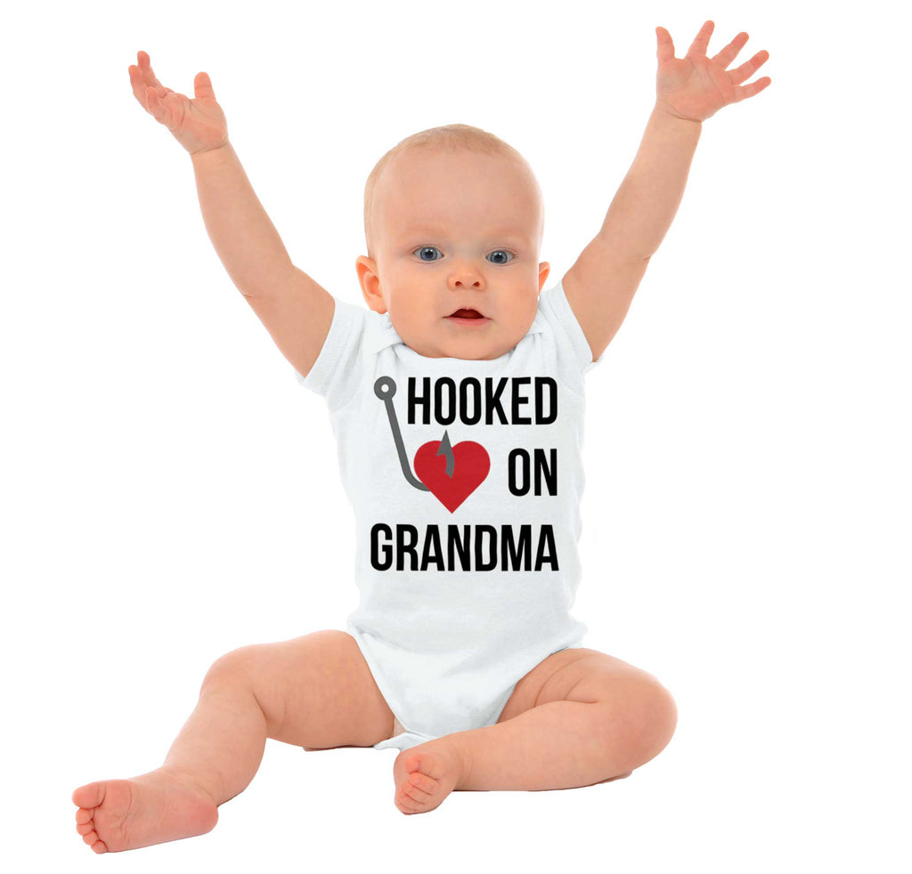 Hooked On Grandma Romper Bodysuit-Direct To Garment Print-Brisco Baby
