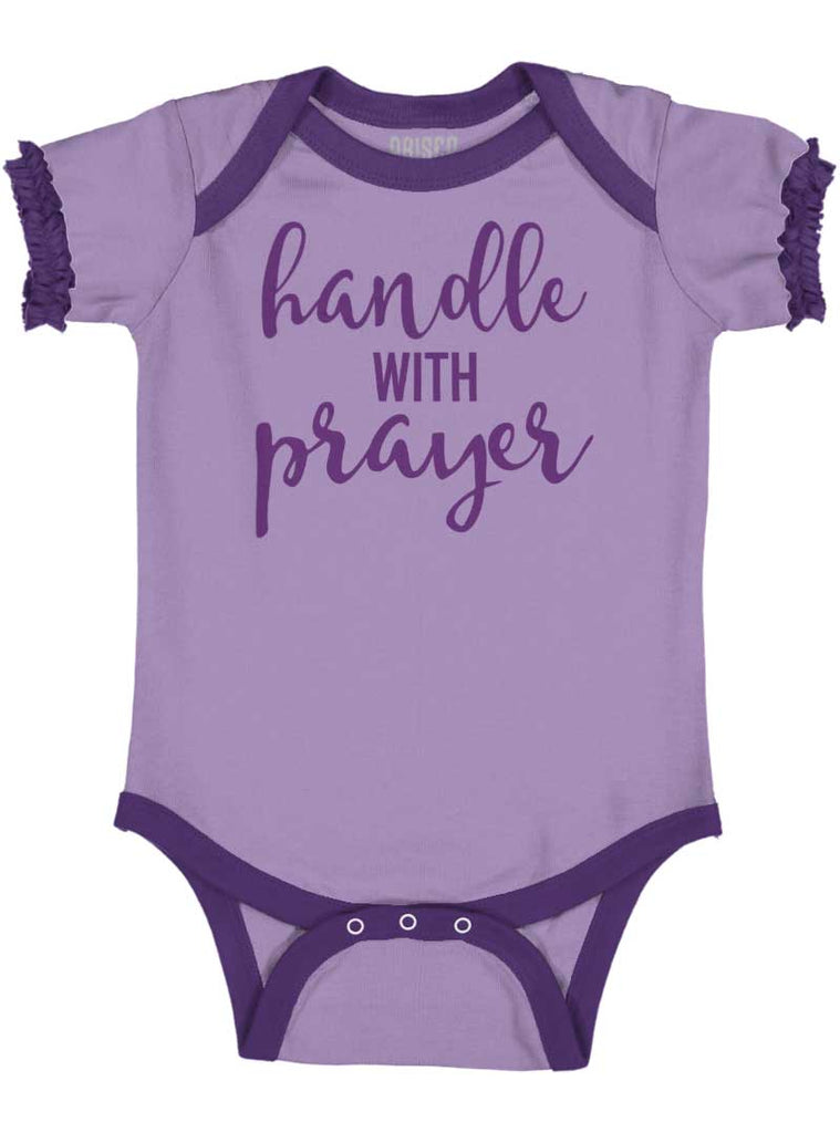 Prayer Care Baby Ruffled Trim Romper-Direct To Garment Print-Brisco Baby