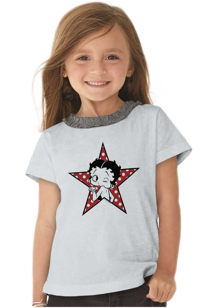 Betty Star Toddler Ruffled Trim T-Shirt-Direct To Garment Print-Brisco Baby