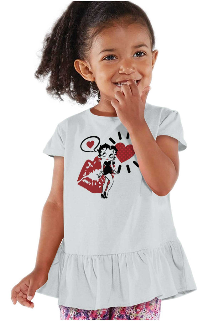 Cartoon Betty Toddler Ruffle Bottom Tee-Direct To Garment Print-Brisco Baby