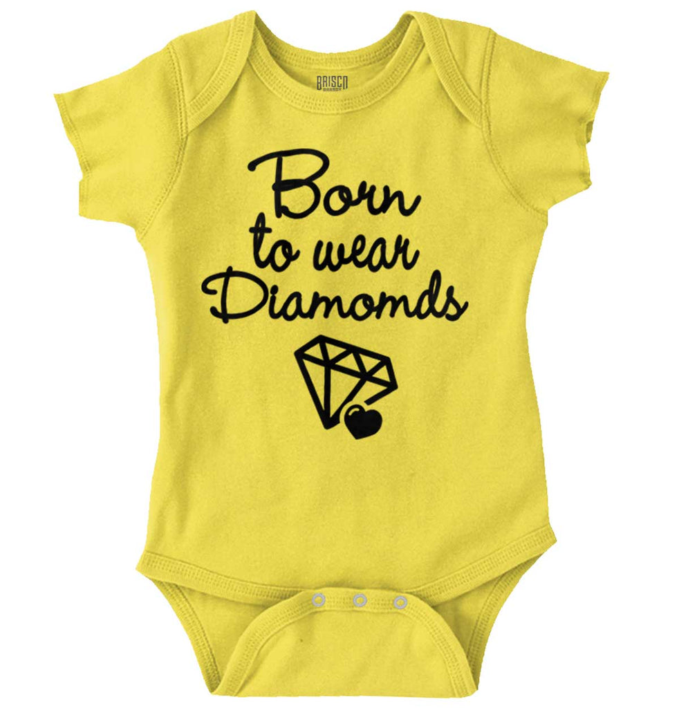 Born To Wear Diamond Romper Bodysuit-Direct To Garment Print-Brisco Baby