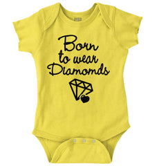 Born To Wear Diamond Romper Bodysuit-Direct To Garment Print-Brisco Baby