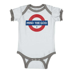 Mind The God Baby Ruffled Trim Romper-Direct To Garment Print-Brisco Baby