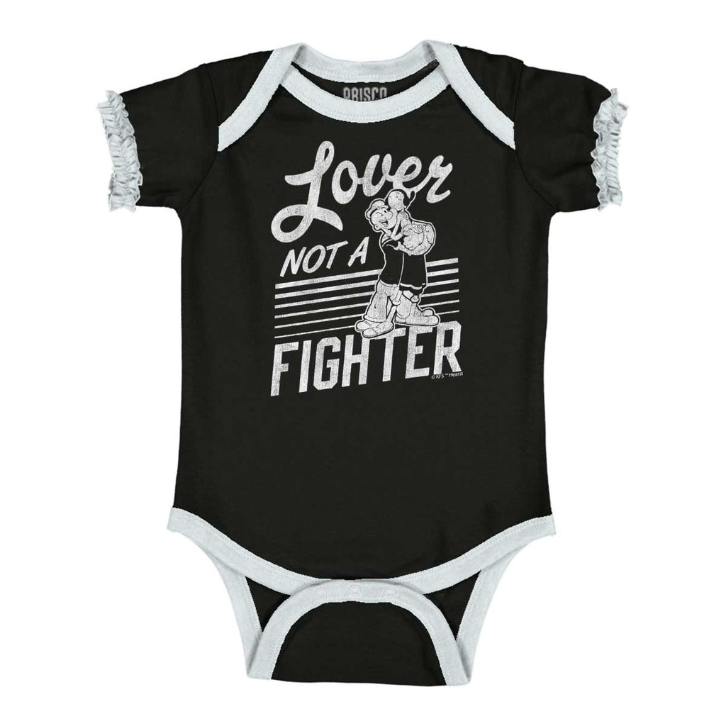 Lover Not A Fighter Baby Ruffled Trim Romper-Direct To Garment Print-Brisco Baby
