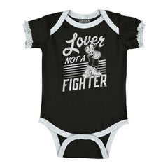 Lover Not A Fighter Baby Ruffled Trim Romper-Direct To Garment Print-Brisco Baby