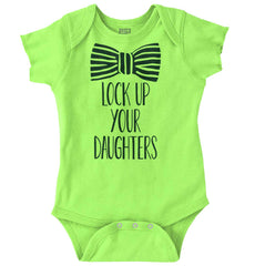 Lock Up Your Daughters Romper Bodysuit-Direct To Garment Print-Brisco Baby