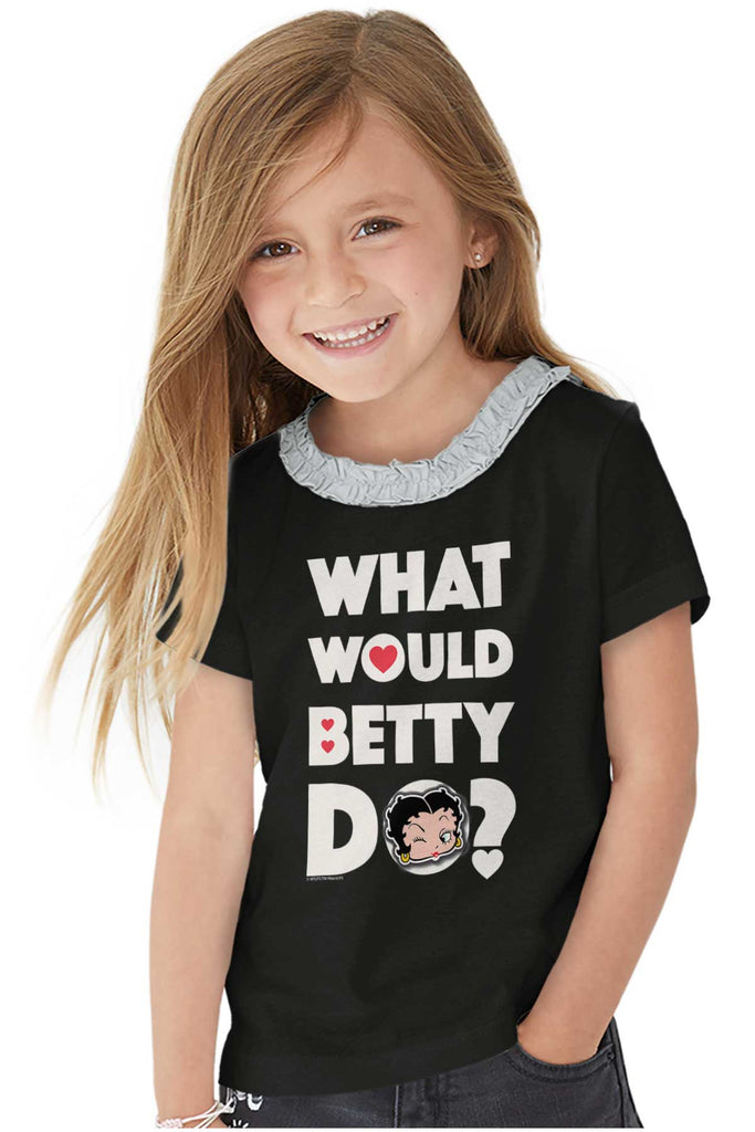 What Would Betty Do Toddler Ruffled Trim T-Shirt-Direct To Garment Print-Brisco Baby