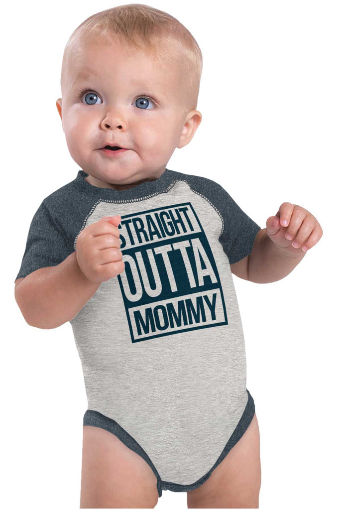 Straight Outta Mommy Raglan Romper Bodysuit-Direct To Garment Print-Brisco Baby