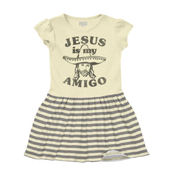 Amigo Jesus Baby Striped Skirt Dress-Direct To Garment Print-Brisco Baby