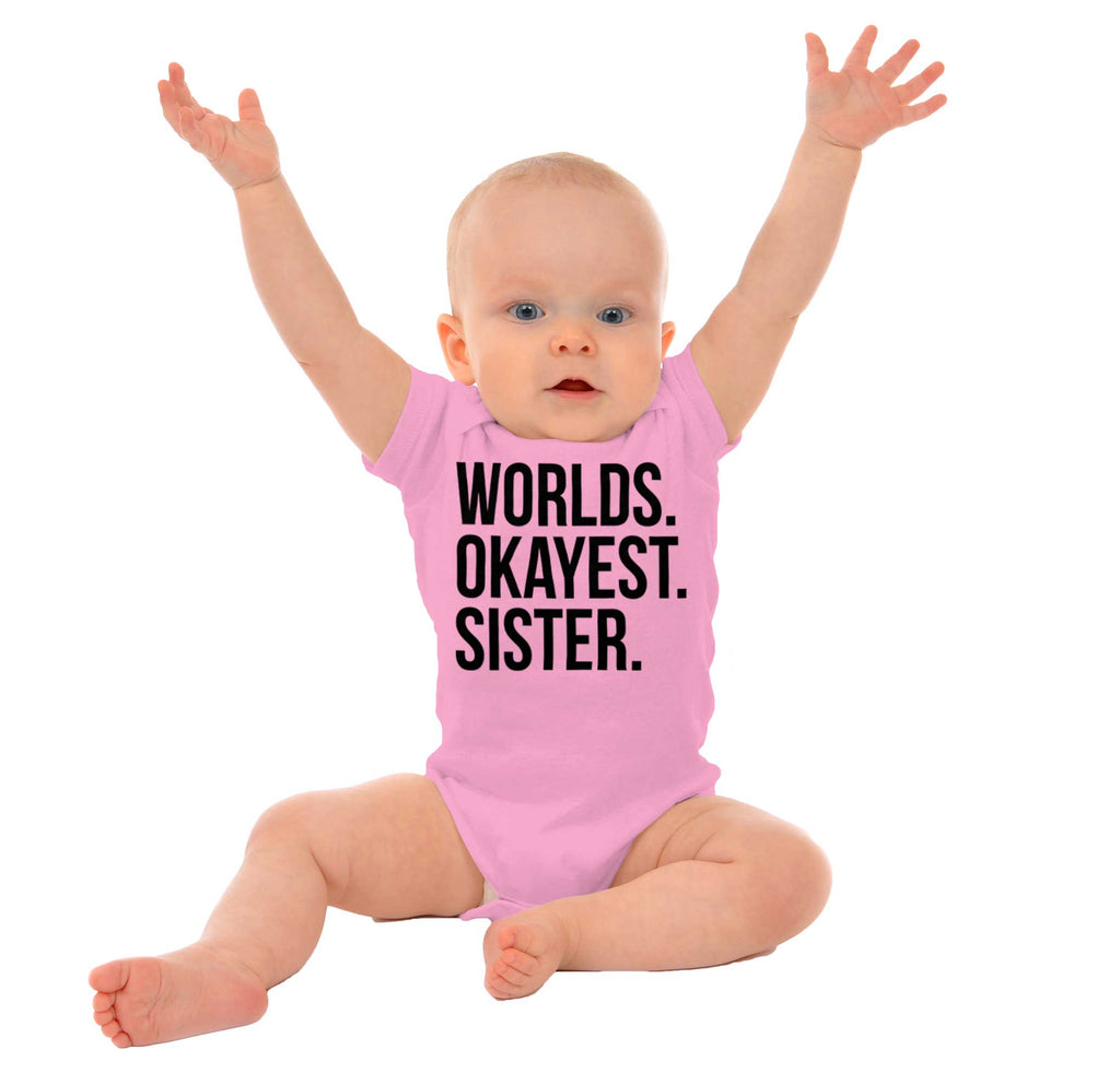 Worlds Okayest Sister Romper Bodysuit-Direct To Garment Print-Brisco Baby